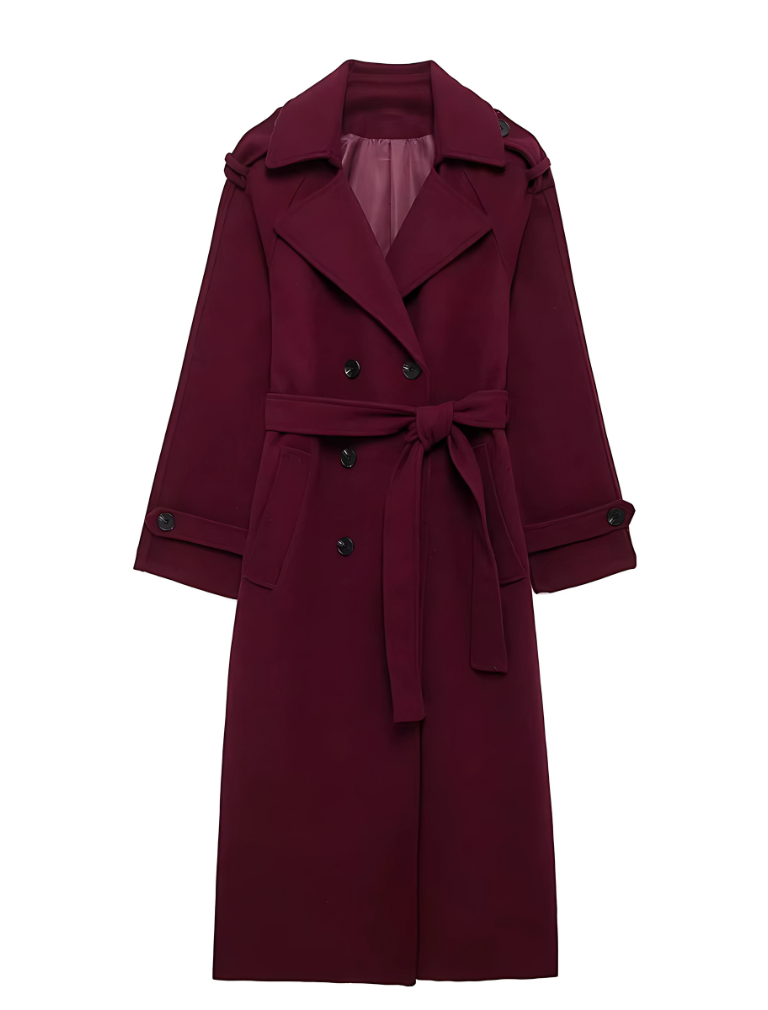 Amelia™ | Manteau Élégant en Laine Bordeaux