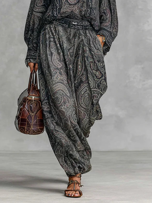 Joséphine | Ensemble deux pièces vintage à motif cachemire