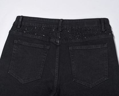 Sacha – Jean slim noir orné de strass