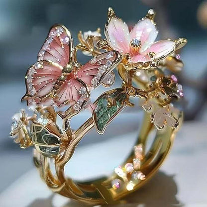 Faylinn – Bague papillon florale scintillante
