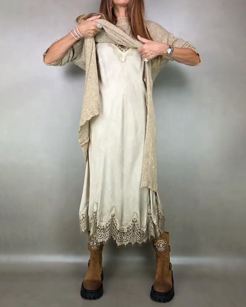 Élia – Ensemble féminin en maille douce et détails de dentelle