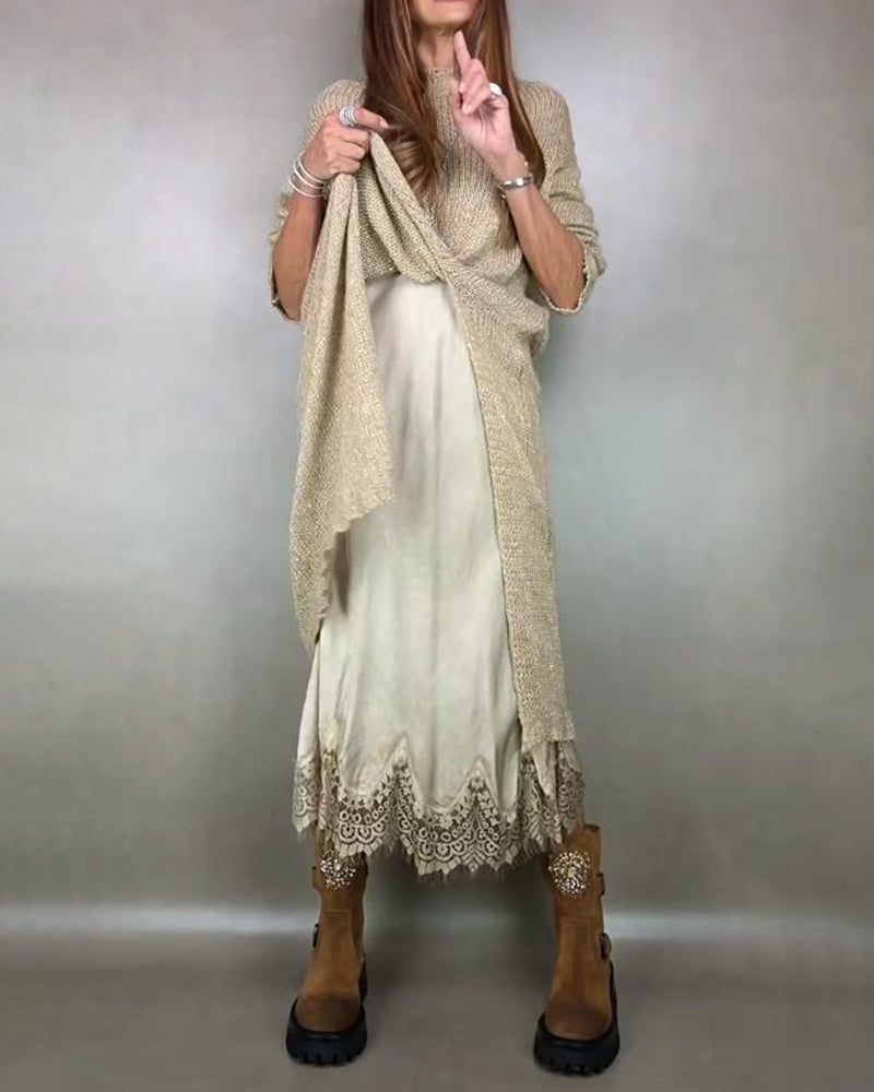 Élia – Ensemble féminin en maille douce et détails de dentelle