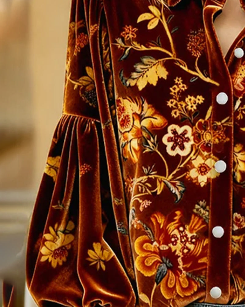 Margaux – Chemisier imprimé à manches bouffantes