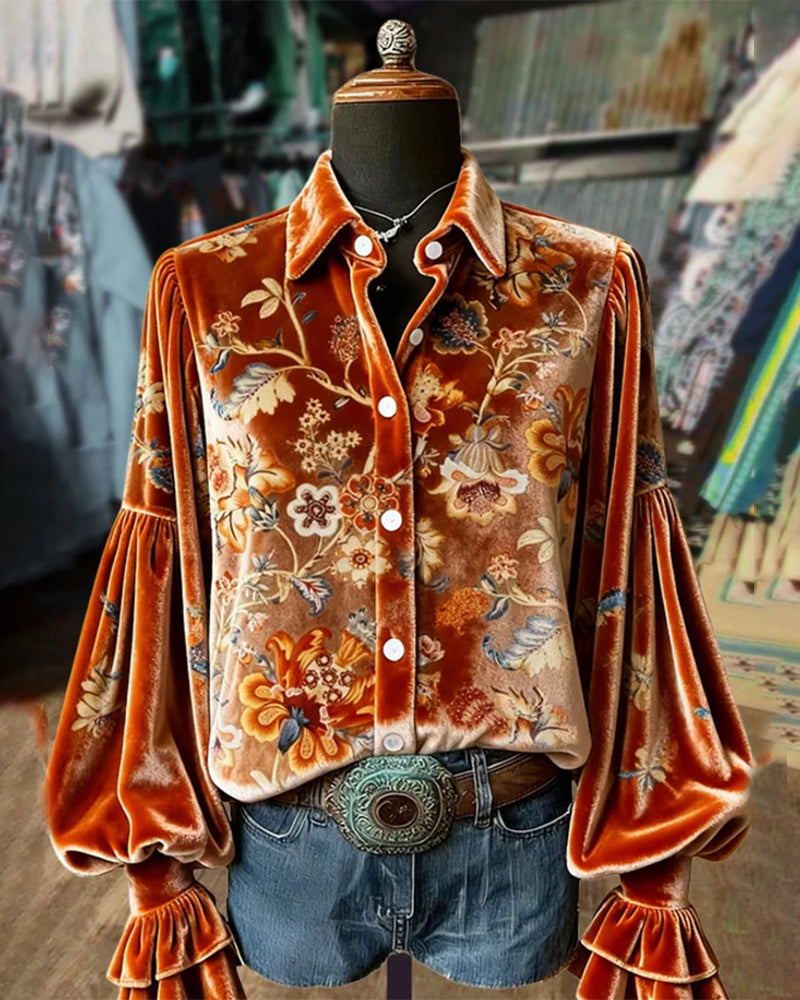 Margaux – Chemisier imprimé à manches bouffantes