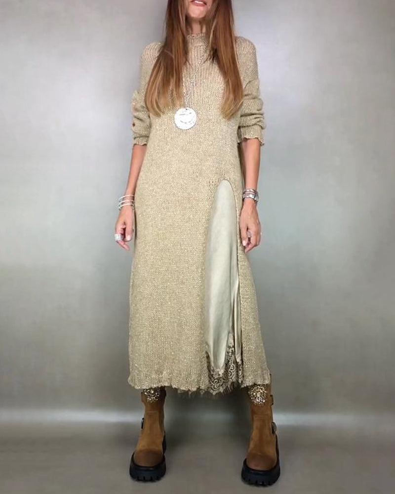 Élia – Ensemble féminin en maille douce et détails de dentelle