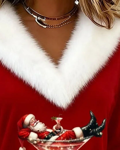 Laura | Haut doux en peluche – Esprit de Noël 🎄 à manches longues