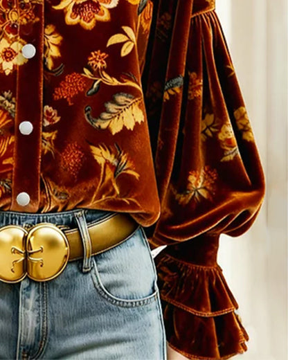 Margaux – Chemisier imprimé à manches bouffantes