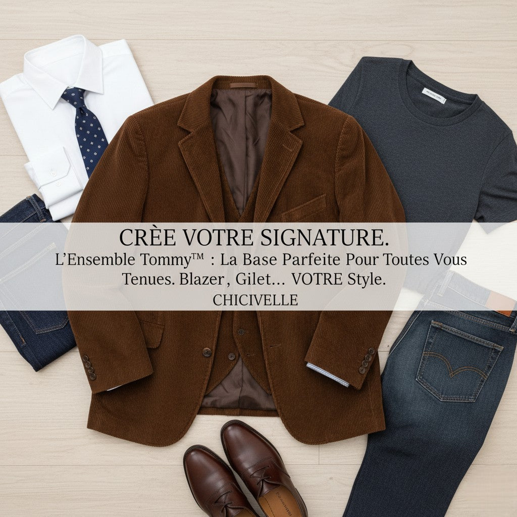 Tommy | Ensemble 2 pièces : Blazer et Gilet en Velours