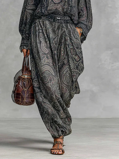 Joséphine | Ensemble deux pièces vintage à motif cachemire