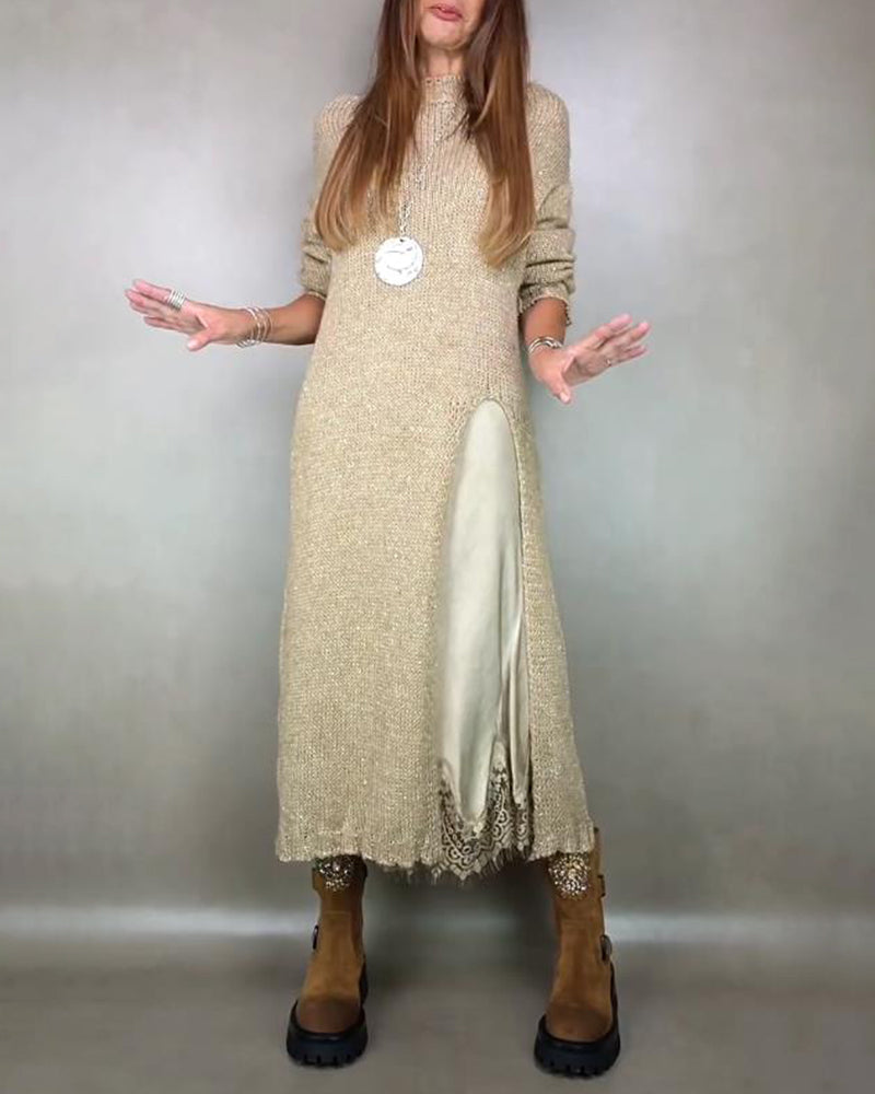 Élia – Ensemble féminin en maille douce et détails de dentelle