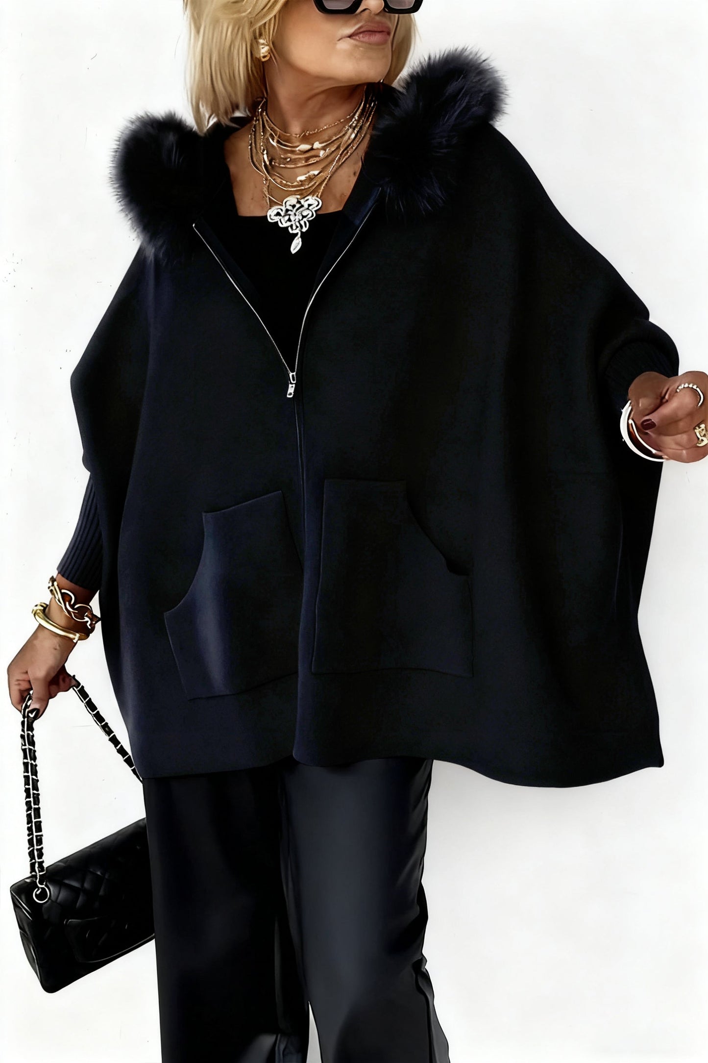 Nolwenn | Veste élégante à col en fausse fourrure